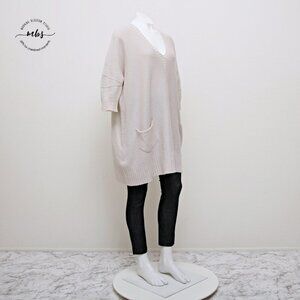 Stefanel V Neck Long Sleeve Wool Blend Oversized Sweater Dress